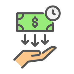 borrowing filled outline icon. loan color line illustration.