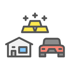 asset filled outline icon. property color line illustration.