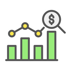 forecasting filled outline icon. analysis color line illustration.