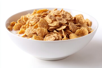 Crisp Cornflakes in White Bowl with Milk a Nutritious Breakfast Delight Morning Meal Food