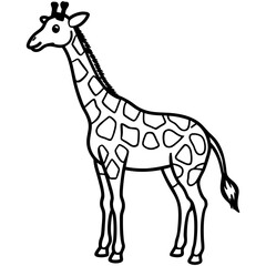 Minimal Giraffe Line Art – Black on White Vector