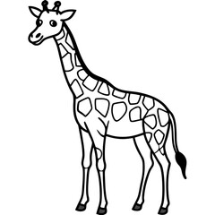 Minimal Giraffe Line Art – Black on White Vector