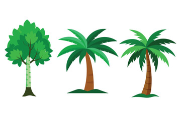 Tropical palm trees silhouette on a summer beach island under a sunny sky