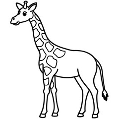 Minimal Giraffe Line Art – Black on White Vector