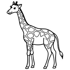 Minimal Giraffe Line Art – Black on White Vector