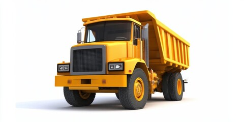 Bright yellow dump truck parked on a clean surface, showcasing its sturdy design and functionality
