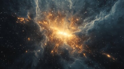 Fototapeta premium Cosmic explosion within a nebula of stardust and gas.