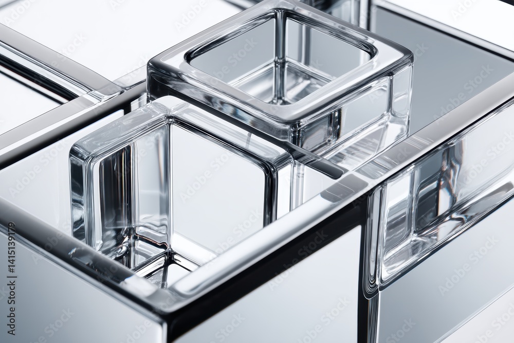 Poster modern arrangement of glass cubes reflecting light creating an elegant optical illusion abstract bac