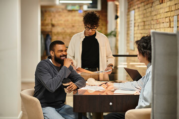 Collaborative brainstorming in a modern office space during a creative team meeting