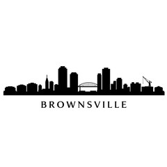 Brownsville skyline with silhouette, city, and vector.