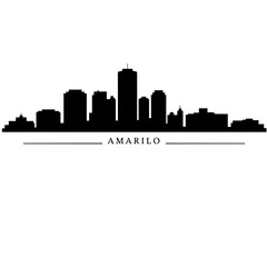 Obraz premium Amarillo Skyline Silhouette with Texas Cityscape Vector.