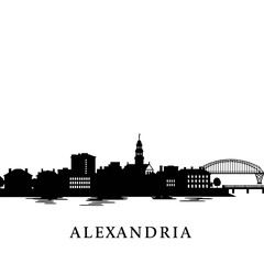 Naklejka premium Alexandria Skyline Silhouette Vector.