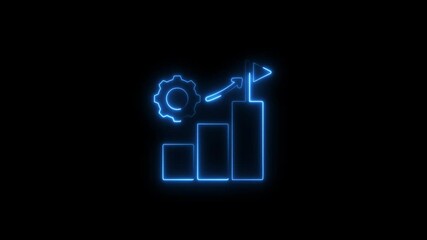 Glowing neon success icon isolated on black background. HD Video motion graphic animation