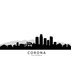 Fototapeta premium Corona CA Skyline Silhouette Graphic.