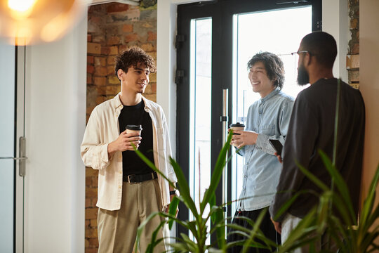 Engaging conversations among colleagues in a contemporary office setting during a workday afternoon