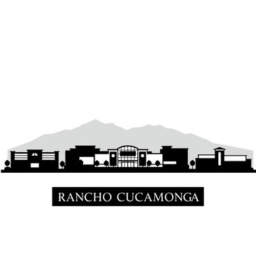 Rancho Cucamonga Skyline Silhouette with California.