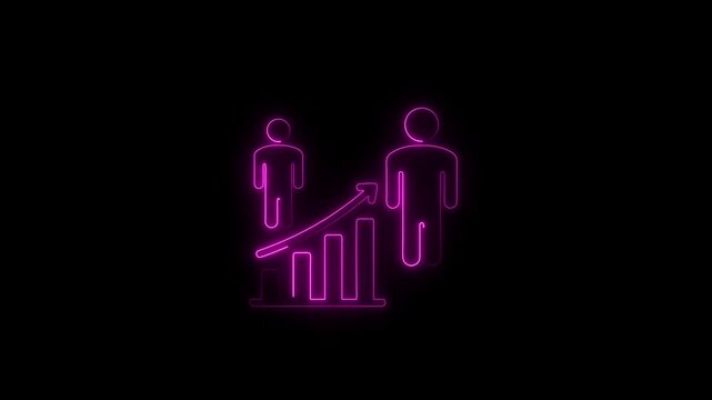 Glowing neon human evolution icon isolated on black background. HD Video motion graphic animation