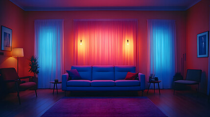 Cozy living room, soft lighting