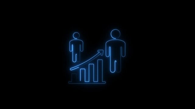 Glowing neon human evolution icon isolated on black background. HD Video motion graphic animation