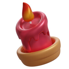 3D Icon Illustration of Red Christmas Candle