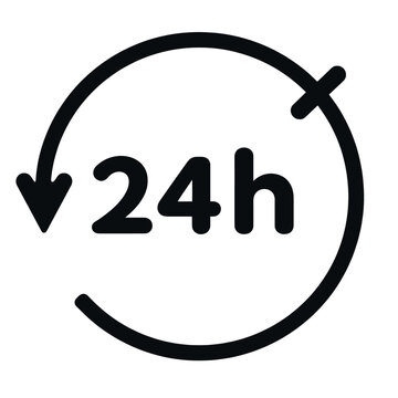 Black 24h Service Icon with Arrow Circle
