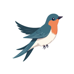Fototapeta premium Cartoon swallow bird with blue and orange plumage