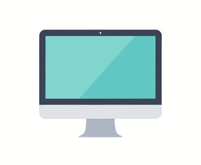 Fototapeta premium Flat Design Computer Monitor with Teal Screen