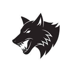 Furious Wolf Silhouette with Bold Expression