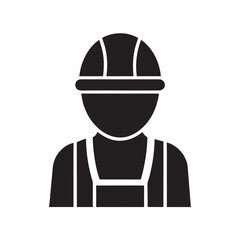 Hard Hat Worker Flat Silhouette for Construction Theme