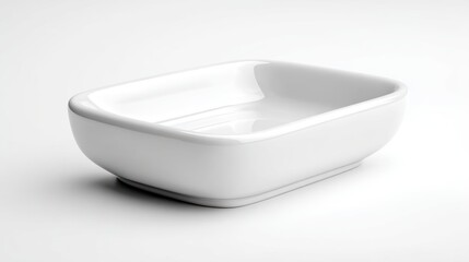 Empty Rectangular White Porcelain Bowl
