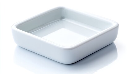 Empty square white ceramic dish