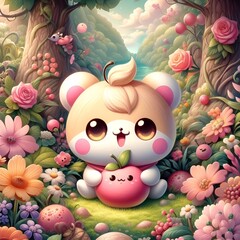Naklejka premium easter bunny and eggs animal flower color