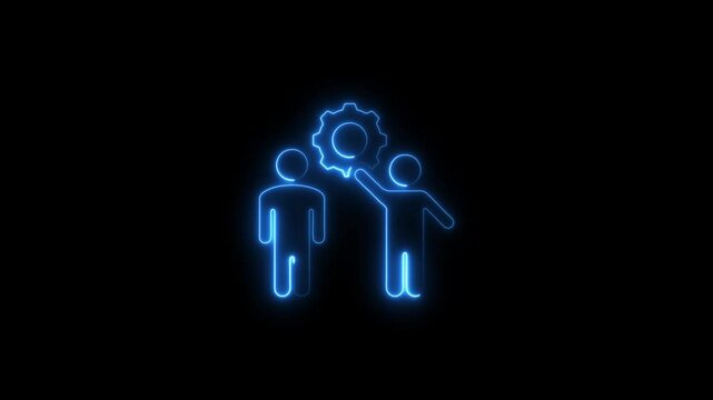 Glowing neon apprenticeship icon isolated on black background. HD Video motion graphic animation
