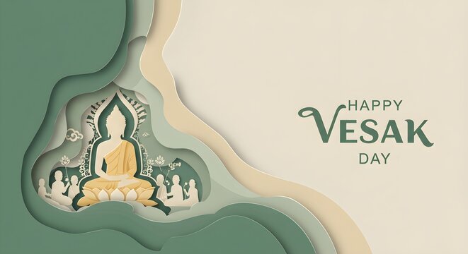 Happy vesak day - Buddha silhouette 