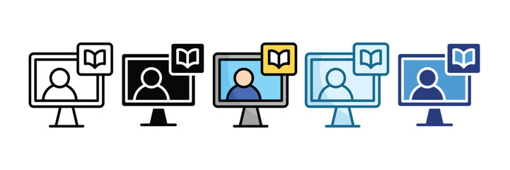 Virtual Classroom Icon Set Multiple Style Collection