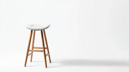 White bar stool on white background