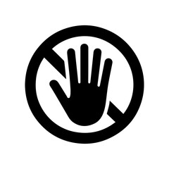 Stop sign hand palm icon with transparent background