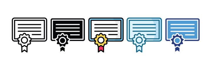Digital Certification Icon Set Multiple Style Collection