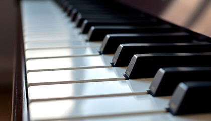 Close up view of piano keys, Dreamy, with white tones