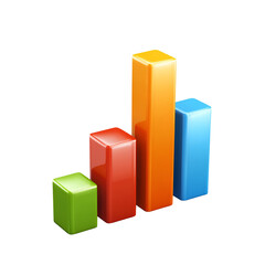 Colorful 3D Bar Graph Representation of Financial Data and Business Performance Metrics with Transparent Background