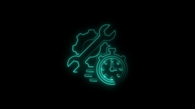 Glowing neon repair time  isolated on black background. HD Video motion graphic animation