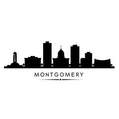 Naklejka premium Montgomery Alabama Skyline Silhouette with Cityscape.