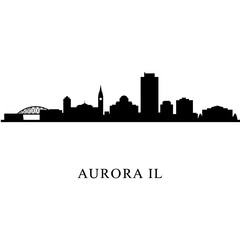 Fototapeta premium Aurora Illinois Skyline Silhouette with Cityscape.