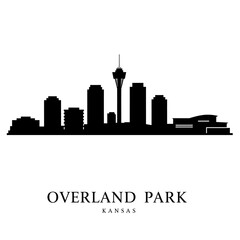 Obraz premium Overland Park with Kansas City skyline silhouette.