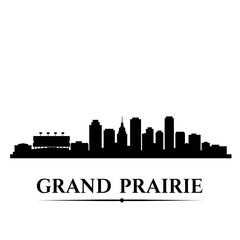 Naklejka premium Grand Prairie Skyline Black Silhouette Vector.