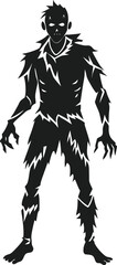 Fototapeta premium Spooky Zombie Silhouette with Tattered Clothes