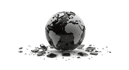 Obraz premium Fragile Earth Globe with Cracks and Shattered Pieces