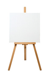 Simple wooden easel with blank canvas