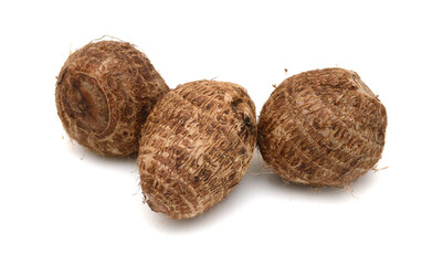 Closeup of taro on white background