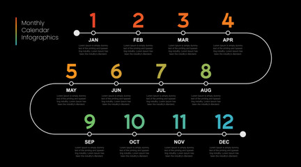 Business step timeline infographic template. Modern milestone element timeline diagram calendar, vector infographics. Monthly calender infographics for presentation.